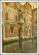 Giovanni Cherubini.  Scorcio di Venezia. Olio su tela. Cm. 115 x 85 . Dipinto cm. 100 x 70.