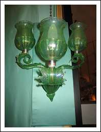 Coppia di appliques a tre luci in vetro di Murano.Seguso 1940.