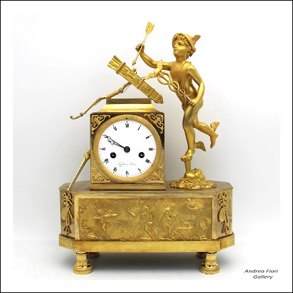 Antico Orologio a Pendolo impero in bronzo dorato XIX secolo