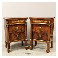 Antica coppia comodini Impero in noce intarsiati - Italia epoca 800 Bologna