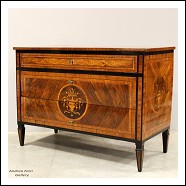 Antico cassettone comò Luigi XVI in noce intarsiato - Italia epoca 700