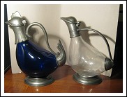 DUE SOPRAMMOBILI IN VETRO E ARGENTONE ANNI 50