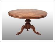  Tavolo a vela antico Vittoriano Inglese in radica di noce con intarsio a motivo floreale.