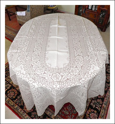 Handmade linen tablecloth x 12 ’Renaissance’ style.
