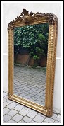 Specchiera antica francese con cimasa e specchio argentato