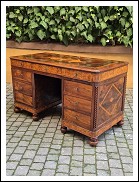 Scrivania scrittoio antico romagnola filettata ed intarsiata