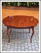 Tavolino scrittoio antico mosso lastronato noce