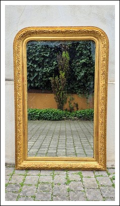 Specchiera antica a vassoio dorata cornice decorata