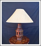 Originale lampada con mozzo in Bagolaro e paralume ARTIGIANALE!